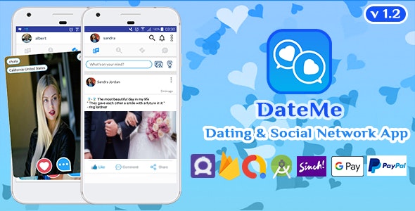 DateMe – Dating Friend Chat  facebook clone social network Android app 1.2