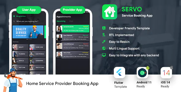 Home Service Finder| Provider| Booking Android + iOS App Template | 2 Apps | Handyman App FLUTTER 2