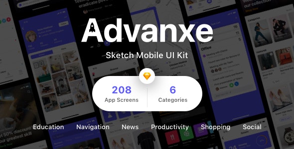 Advanxe – Sketch Mobile UI Kit