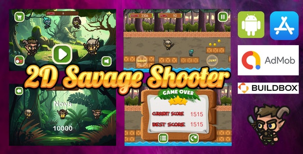 2D Savage Shooter – Android Game – Admob Ads – In app purchases (Buildbox Project)