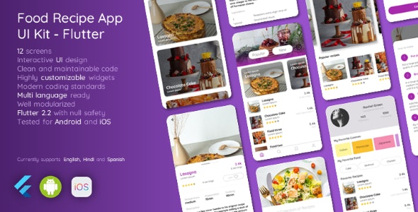 Food Recipes App UI Kit – Flutter