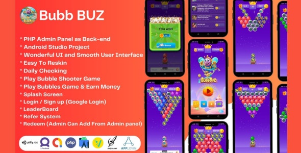 Bubb Buz Bubble Shooter Game – Rewards Earning Android Studio Project