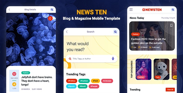 Newsten – Blog  Magazine Mobile HTML Template