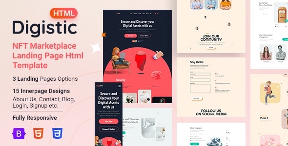 Digistic – NFT Marketplace Landing Page Html Template