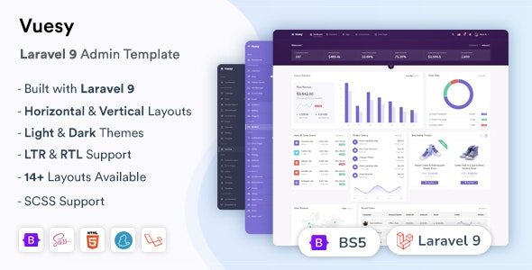 Vuesy – Laravel 10 Admin  Dashboard Template