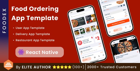 3 in 1 React Native Food Ordering App Template | Food Delivery App Template | FoodEx | React Native