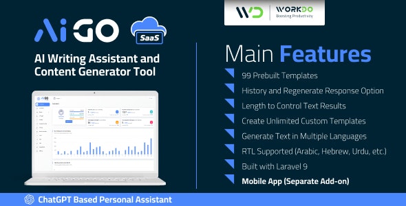 AIGo SaaS – AI Writing Assistant and Content Generator Tool