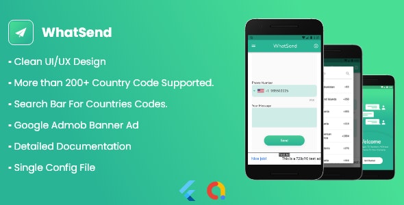 WhatSend – Send Message To Any Number Without Saving Their Number – Android / IOS App With Flutter