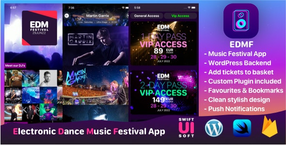 EDMF – Music Festival IOS App with WordPress backend.