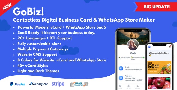 GoBiz – Digital Business Card + WhatsApp Store Maker | SaaS | vCard Builder  6.1.0