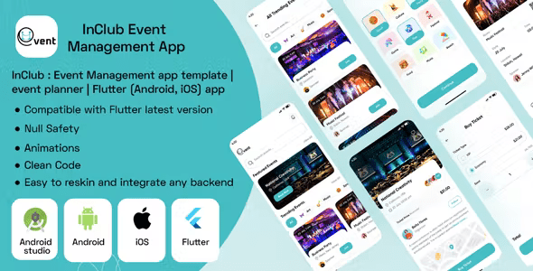 InClub : Event Management app template | event planner | Flutter (Android, iOS) app