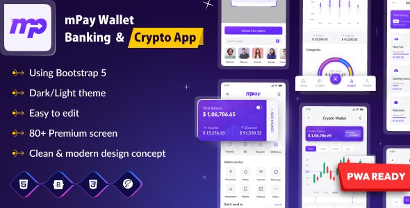 Mpay – E Wallet  Banking HTML Mobile Template