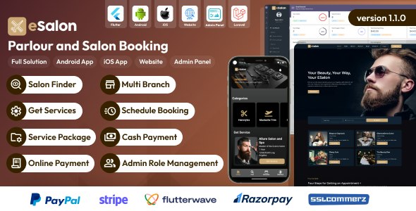 eSalon – Parlour and Salon Booking Full Solution
