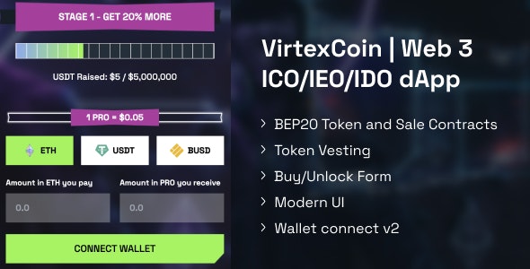 VirtexCoin | Web 3 ICO/IEO/IDO dApp – Crypto Fund Raiser