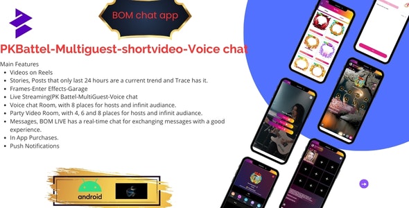 BOMChat – Social Media ,short Video,live streaming,Pk battel with admin panel