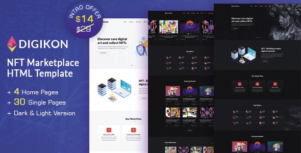 Digikon – NFT Digital Asset Marketplace HTML Template