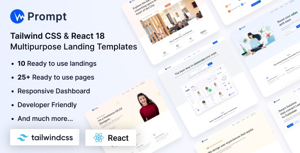 Prompt – Tailwind CSS  React Multipurpose Landing Template