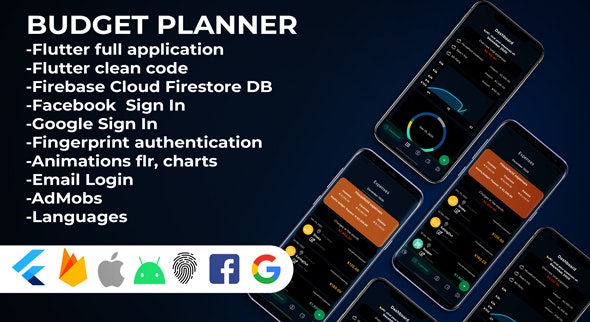 Budget Planner expenses and incomes tracker- Flutter Full App AdMobs