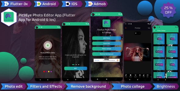 PicsEye Photo Editor App(Flutter App for Android & Ios) 1.0.2