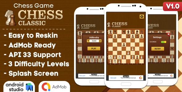 Chess Classic – Chess Game Android Studio Project with AdMob Ads + Ready to Publish