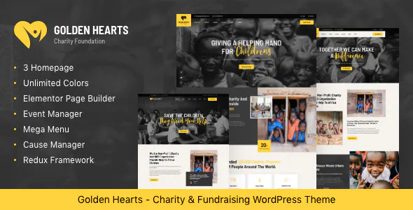 Golden Hearts – Fundraising & Charity WordPress Theme