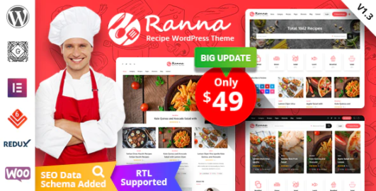 Ranna – Food  Recipe WordPress Theme + RTL 1.4.11