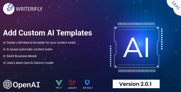 Writerifly – OpenAI Writer Assistant With Custom Writing Templates (SAAS)