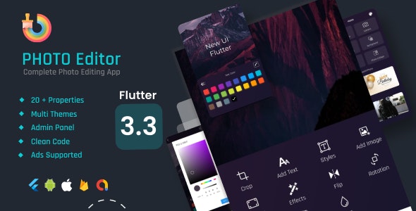 Photo Editor | Text on Photo Flutter App + Flutter Web Admin Panel