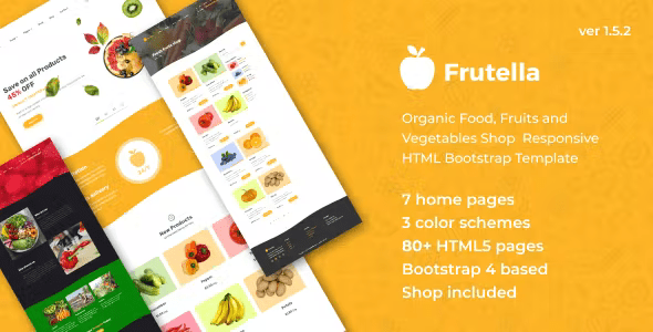 Frutella – Organic Food, Fruits and Vegetables Shop Responsive HTML Bootstrap Template