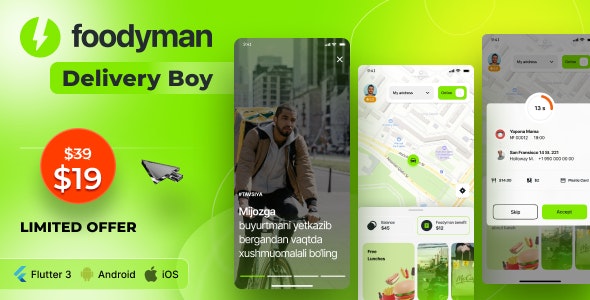 Foodyman – Multi – Restaurant (and Grocery) Delivery App (iOSAndroid)