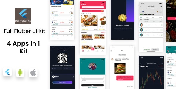 MEGA FLUTTER Combo UI kit – 4 apps in 1 Template