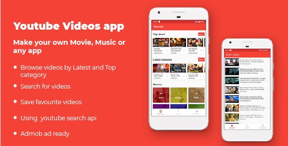 Android YouTube video app (HD, Top, Recent, Genre, My Videos, Search videos)