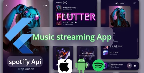 Flutter Music Streeming And Music Player online & ofline With Spotify Api