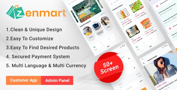 Zenmart – eCommerce Flutter Mobile App with Admin Panel Single Vendor