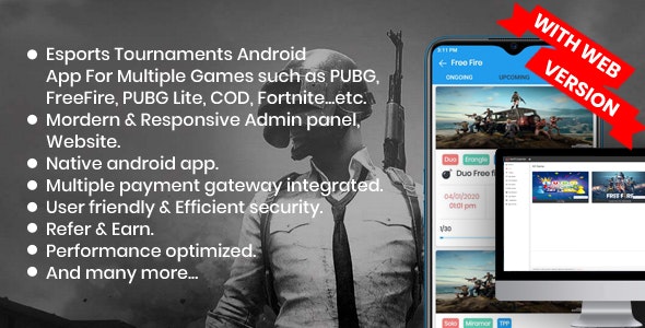 BattleMania With Web version – Tournament App with Website  Admin Panel for PUBG / Free Fire / COD v5.1