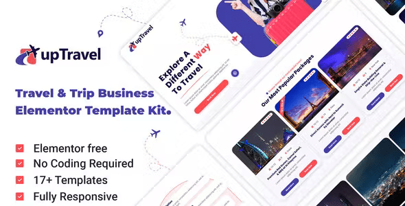 UpTravel – Travel & Tour Agency Elementor Template Kit