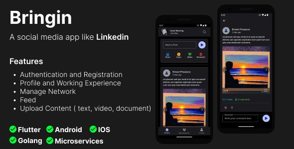 Bringin – Flutter Social Media App (Linkedin Clone)