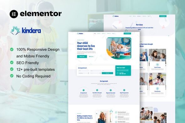 Kindera – Child Therapist  Psychologist Service Elementor Template Kit