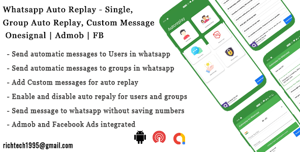 Whatsapp Auto Replay – Single, Group Auto Replay| Onesignal | Admob | FB | IN App