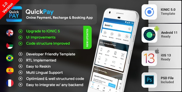 Recharge Ticket Booking & Bill Online Payment Android App + Online Payment iOS App Template| IONIC 5