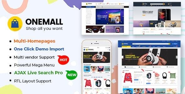 OneMall – eCommerce MarketPlace WooCommerce WordPress Theme (Mobile Layouts Included)