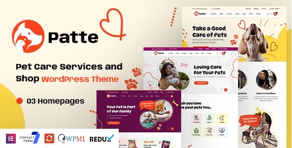 Patte – Pet Care  Pet Shop WordPress Theme