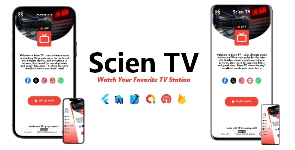 Scien TV – Single Station TV App | ADMOB, ONESIGNAL, FIREBASE