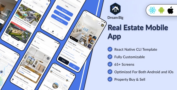 DreamBig – Domain Clone Real Estate App For Property Buyer  Seller | React Native CLI template