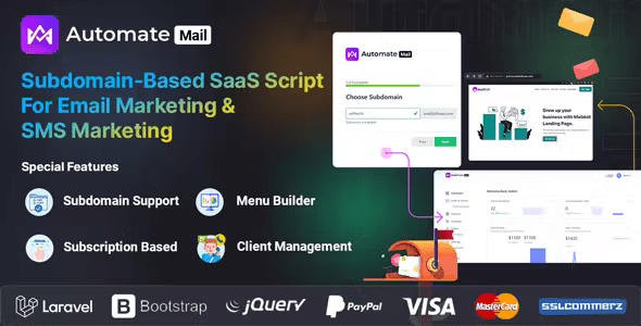 AutomateMail – Subdomain-Based SaaS Script For Email Marketing  SMS Marketing (Multitenancy) 1.5