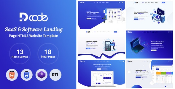 DCode – SaaS  Software Responsive Landing Page Template