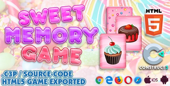 Sweet Memory HTML5 Game – Construct 3 All Source-code (.c3p)