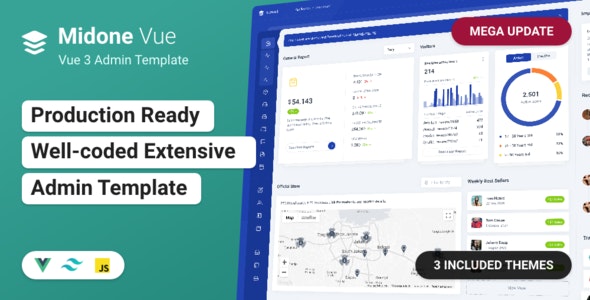 Midone – Tailwind CSS 3 & Vuejs 3 Admin Dashboard Template + HTML Version 4.0.0