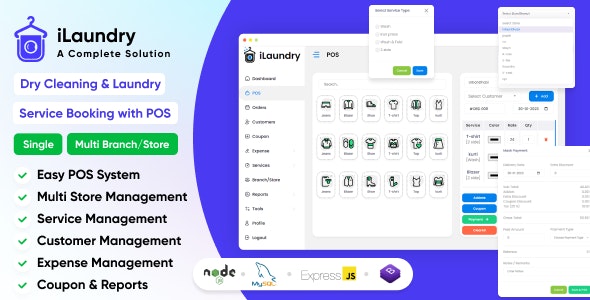 iLaundry : Dry Cleaning  Laundry Service Booking with POS | Single  Multi Branch Complete Solution