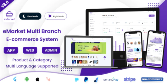 eMarket E-commerce – Mobile eCommerce App with Laravel Admin Panel + Delivery Man App